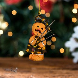 ScotsTee Shop Scottish MacLeod of Lewis Weathered Clan Crest Tartan Ornament Gingerbread Bagpipe Personalized