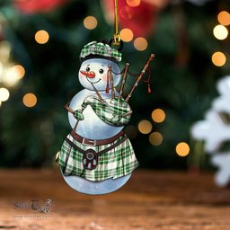 ScotsTee Shop Scottish MacGregor Dress Green (Gregor Dress Green) Ancient Tartan Ornament Snowman Bagpipe Personalized