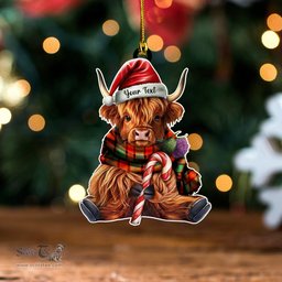 ScotsTee Shop Scottish MacPhail Ancient Tartan Ornament Highland Cow And Thistle Personalized