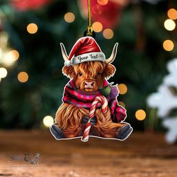 ScotsTee Shop Scottish MacNab Modern Tartan Ornament Highland Cow And Thistle Personalized