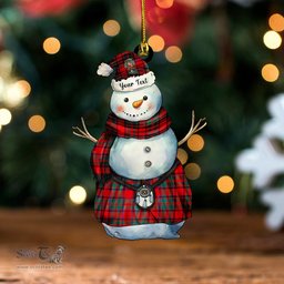 ScotsTee Shop Scottish MacKintosh Modern Clan Crest Tartan Ornament Snowman Warrior Personalized