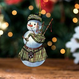 ScotsTee Shop Scottish Leach Hunting 2 Weathered Tartan Ornament Snowman Bagpipe Personalized