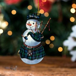 ScotsTee Shop Scottish MacKirdy Modern Clan Crest Tartan Ornament Snowman Bagpipe Personalized