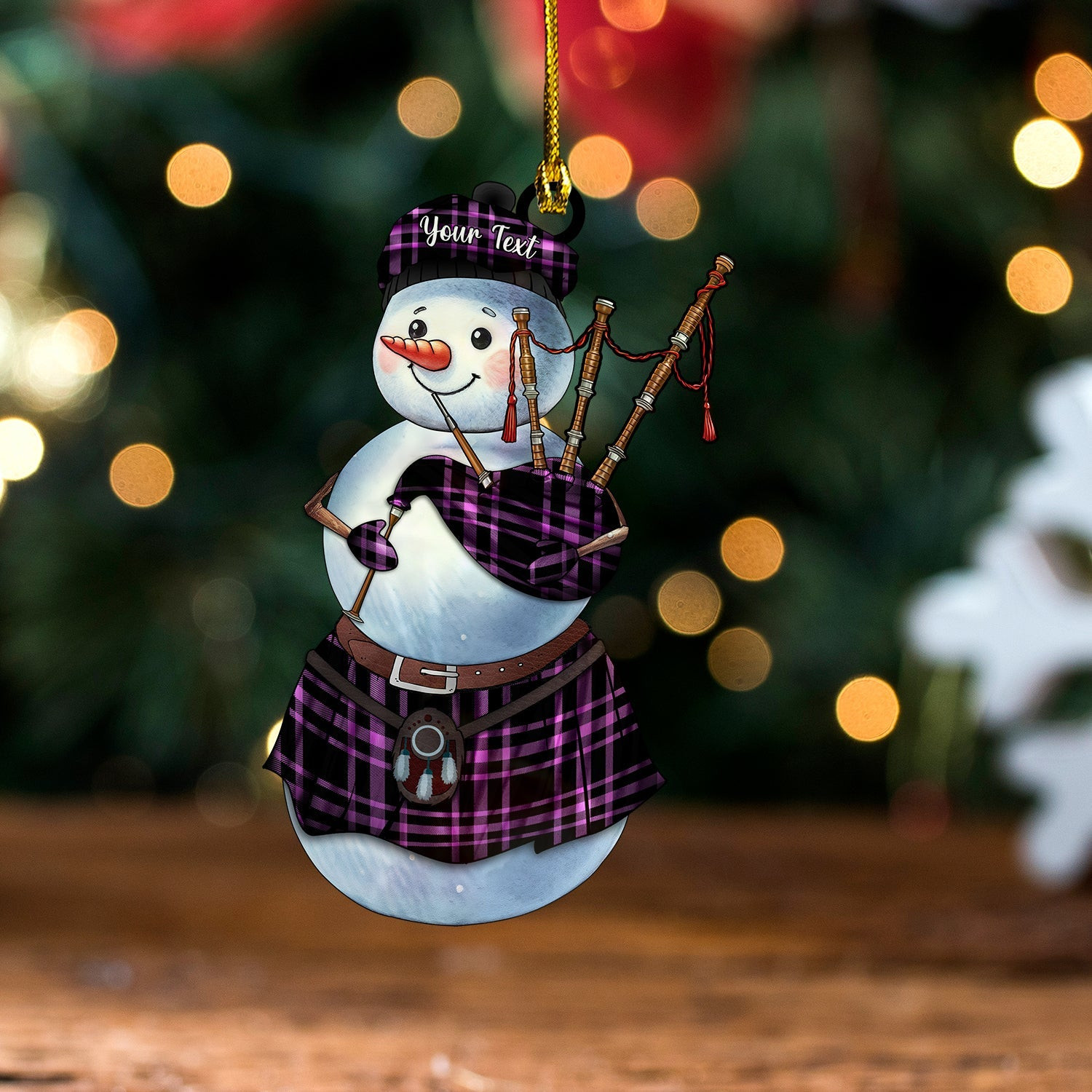 ScotsTee Shop Scottish Leonard Hunting Ancient Tartan Ornament Snowman Bagpipe Personalized