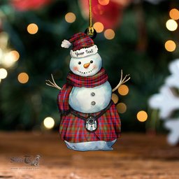ScotsTee Shop Scottish Lumsden Modern Clan Crest Tartan Ornament Snowman Warrior Personalized