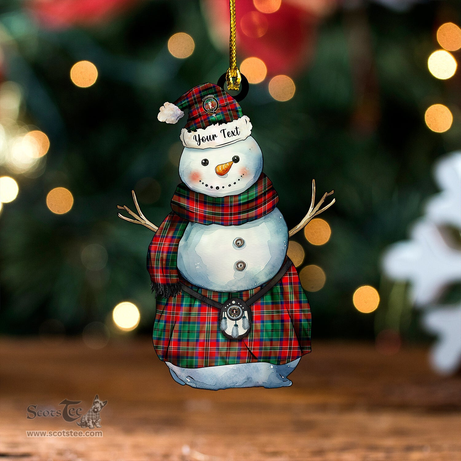 ScotsTee Shop Scottish MacCulloch Modern Clan Crest Tartan Ornament Snowman Warrior Personalized