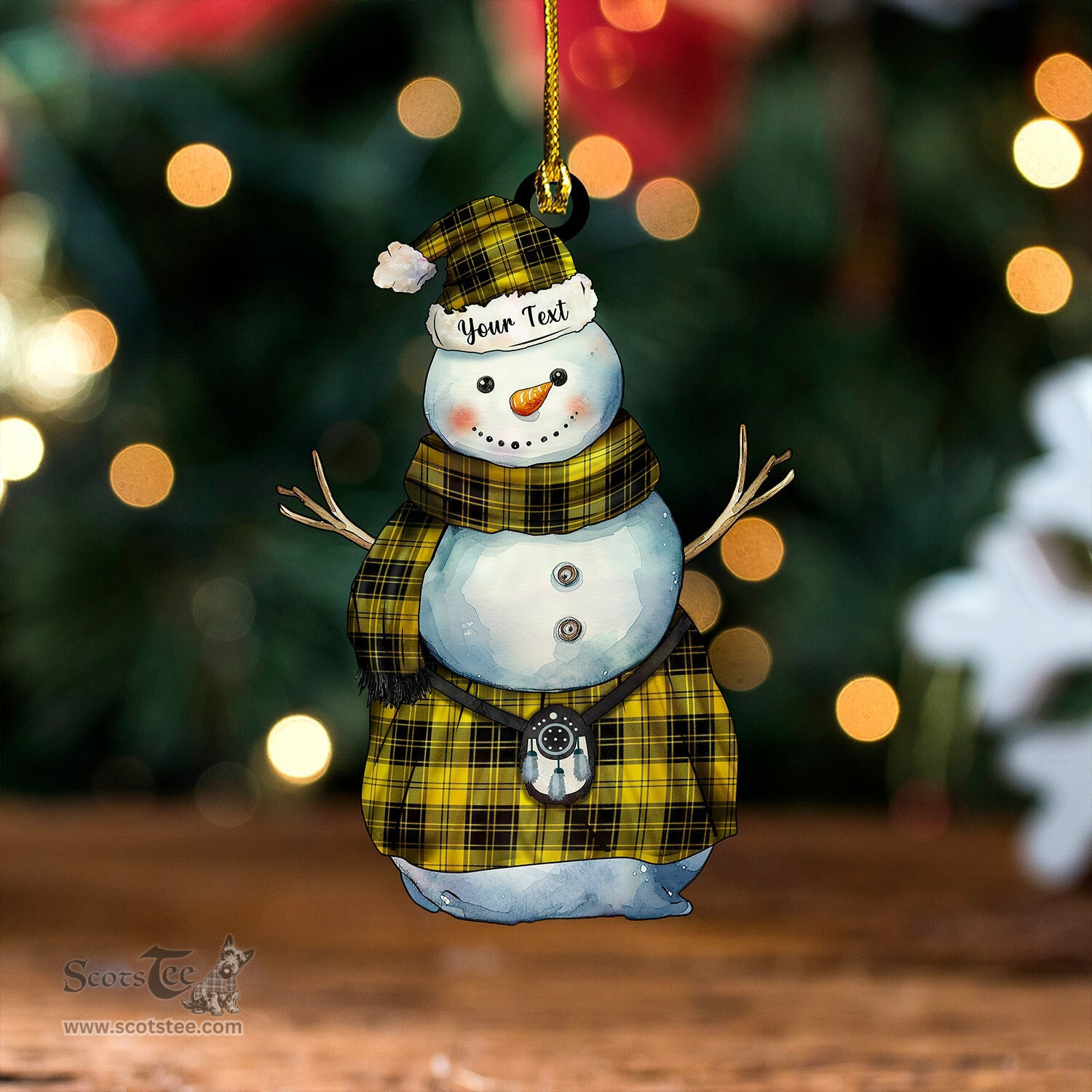 ScotsTee Shop Scottish MacLachlan Chief-s Dress Modern Tartan Ornament Snowman Warrior Personalized