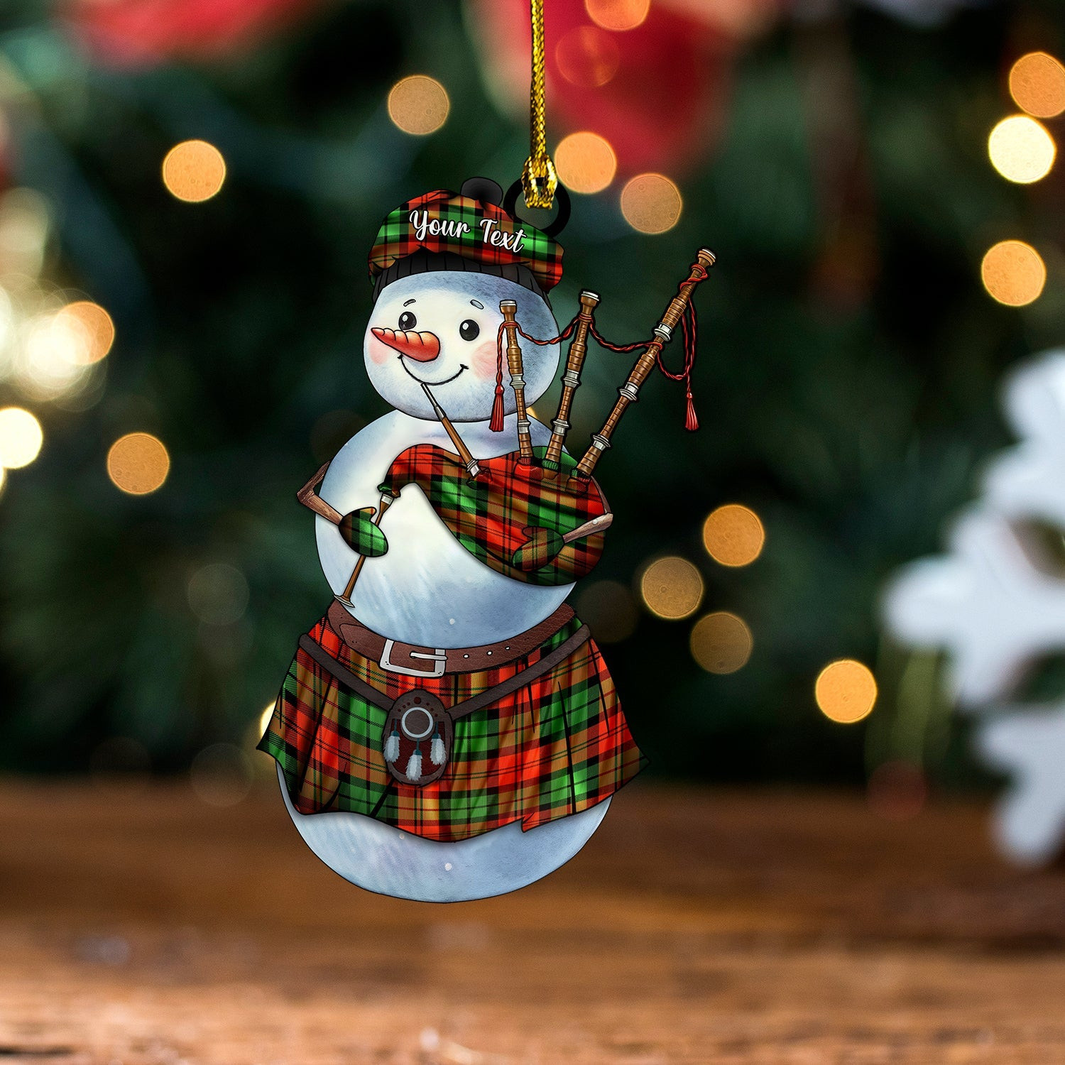 ScotsTee Shop Scottish MacCormick Dress Ancient Tartan Ornament Snowman Bagpipe Personalized