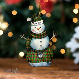 ScotsTee Shop Scottish MacMillan Ancient (Clans Originaux) Ancient Tartan Ornament Snowman Warrior Personalized