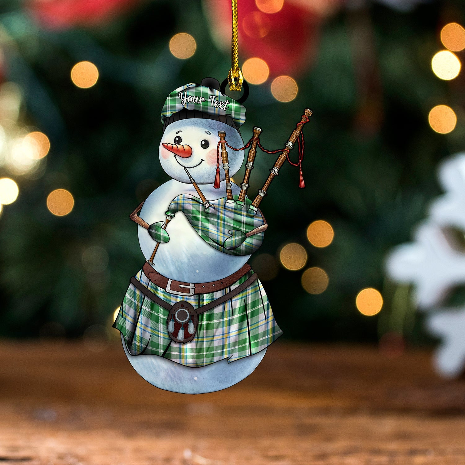 ScotsTee Shop Scottish MacGibboney Dress Modern Tartan Ornament Snowman Bagpipe Personalized