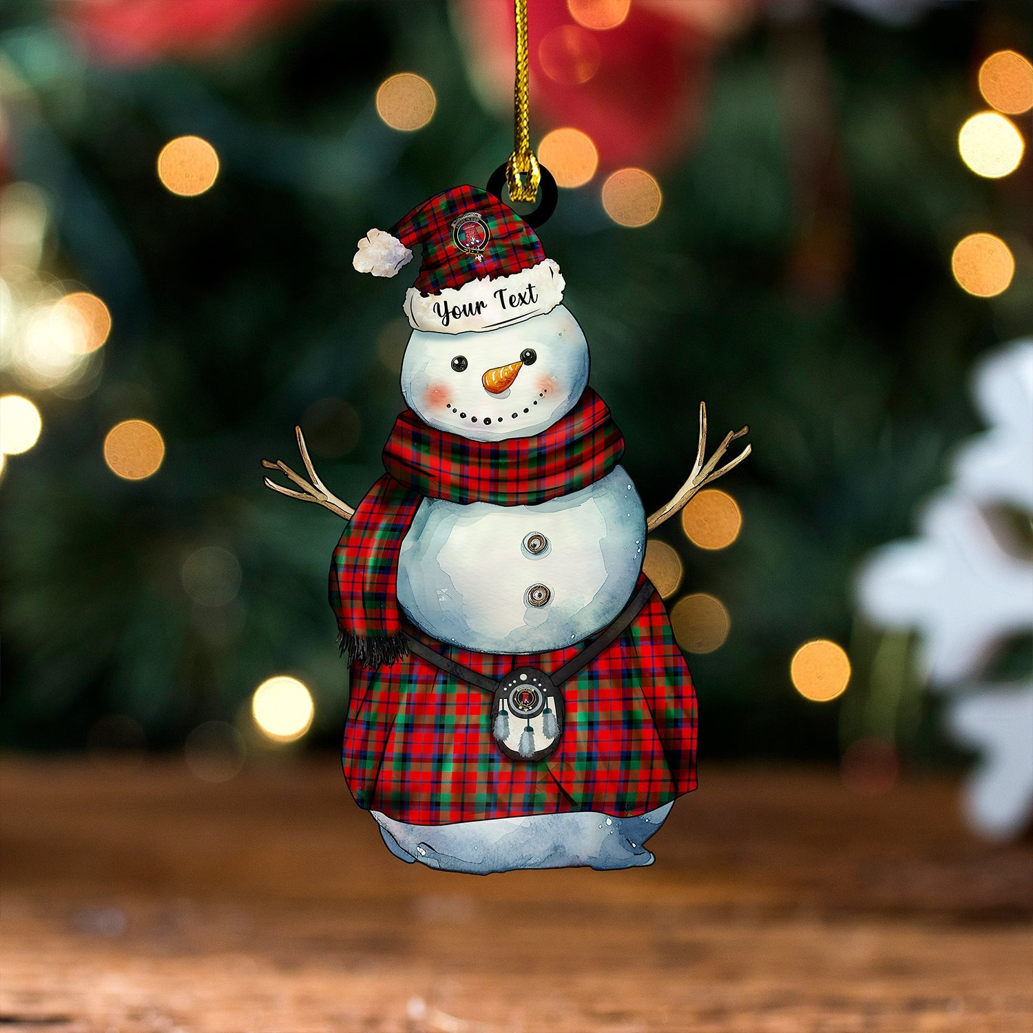 ScotsTee Shop Scottish MacNaughton Modern Clan Crest Tartan Ornament Snowman Warrior Personalized