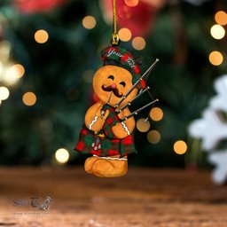 ScotsTee Shop Scottish Lennox Ancient Clan Crest Tartan Ornament Gingerbread Bagpipe Personalized