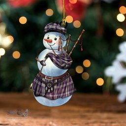 ScotsTee Shop Scottish Liberton Weathered Tartan Ornament Snowman Bagpipe Personalized