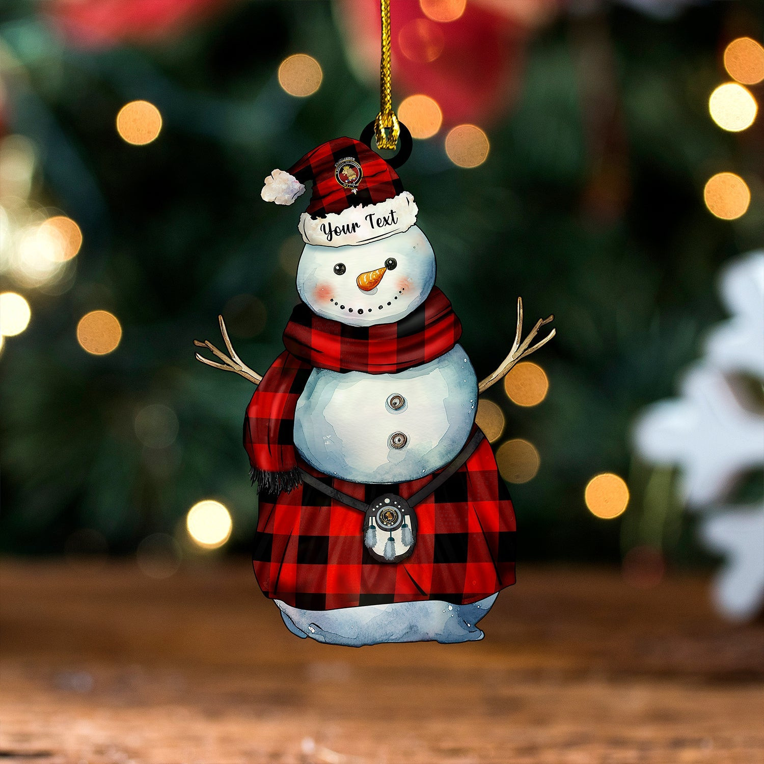 ScotsTee Shop Scottish MacGregor Rob Roy (Gregor Red & Black) Ancient Clan Crest Tartan Ornament Snowman Warrior Personalized