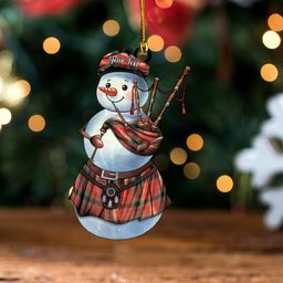 ScotsTee Shop Scottish Lawlis aka Lawless Weathered Tartan Ornament Snowman Bagpipe Personalized