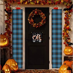ScotsTee Shop Scottish Angus Ancient Tartan Front Porch Sign Set, Hanging Banner Set