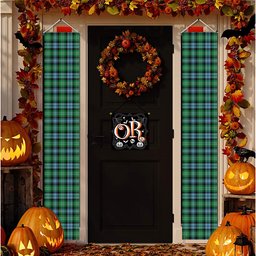 ScotsTee Shop Scottish Arbuthnot Ancient Tartan Front Porch Sign Set, Hanging Banner Set