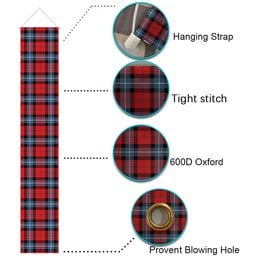 ScotsTee Shop Scottish Baillie of Polkemmet Red Modern Tartan Front Porch Sign Set, Hanging Banner Set