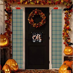 ScotsTee Shop Scottish Balfour Blue Tartan Front Porch Sign Set, Hanging Banner Set