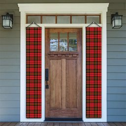 ScotsTee Shop Scottish Brodie Red Modern Tartan Front Porch Sign Set, Hanging Banner Set