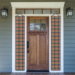ScotsTee Shop Scottish Buchanan Ancient Tartan Front Porch Sign Set, Hanging Banner Set