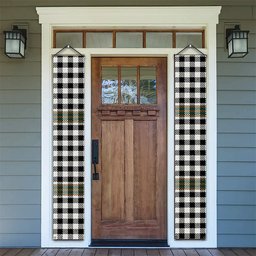 ScotsTee Shop Scottish Burns Check Modern Tartan Front Porch Sign Set, Hanging Banner Set