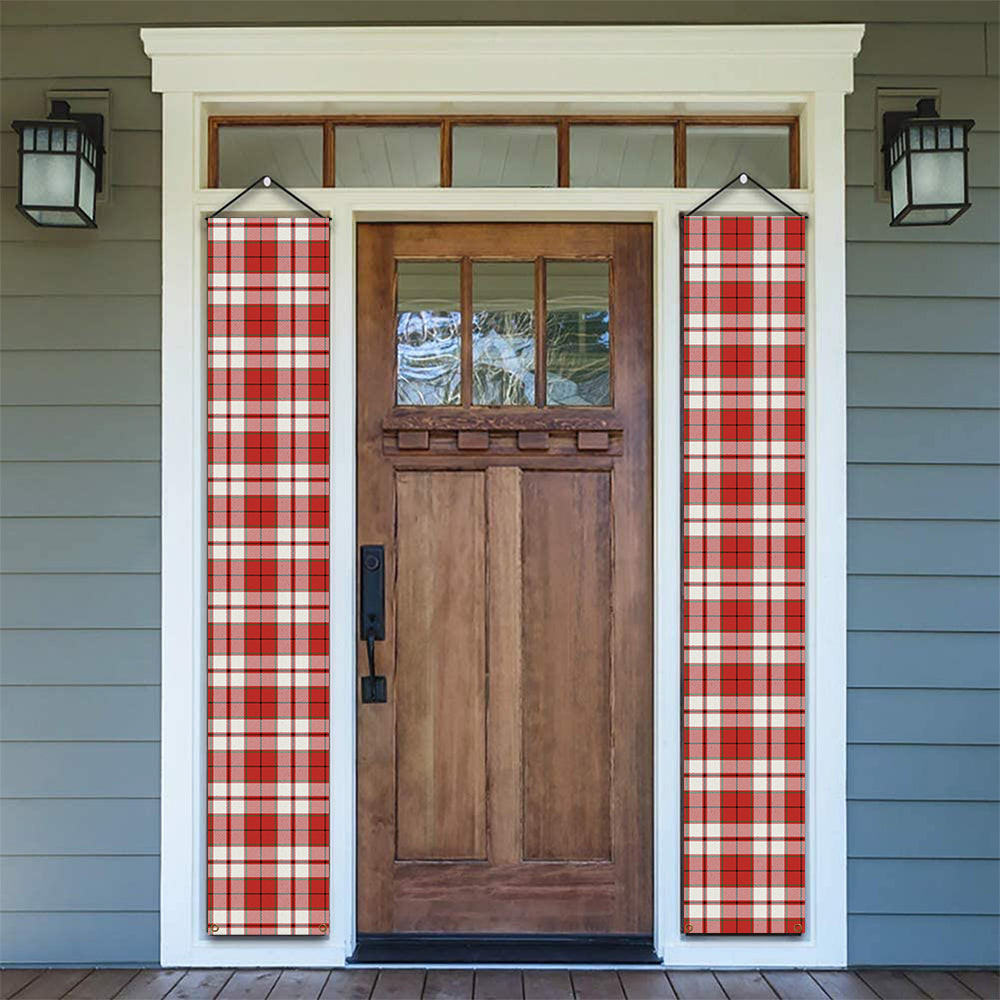 ScotsTee Shop Scottish Cameron Hose Ancient Tartan Front Porch Sign Set, Hanging Banner Set