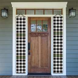 ScotsTee Shop Scottish Burns Check Ancient Tartan Front Porch Sign Set, Hanging Banner Set
