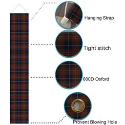 ScotsTee Shop Scottish Cameron Hunting Modern Tartan Front Porch Sign Set, Hanging Banner Set