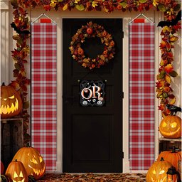 ScotsTee Shop Scottish Cameron Hose 2 Tartan Front Porch Sign Set, Hanging Banner Set