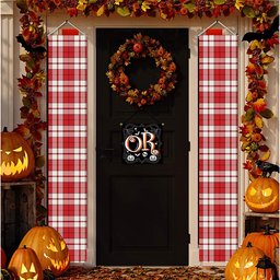 ScotsTee Shop Scottish Cameron Hose Modern Tartan Front Porch Sign Set, Hanging Banner Set
