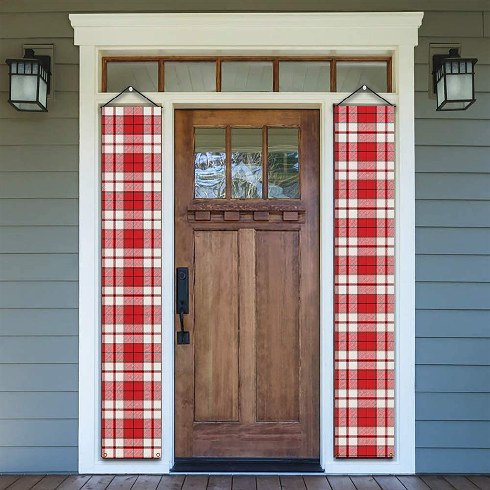 ScotsTee Shop Scottish Cameron Hose Modern Tartan Front Porch Sign Set, Hanging Banner Set