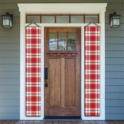 ScotsTee Shop Scottish Cameron Hose Modern Tartan Front Porch Sign Set, Hanging Banner Set