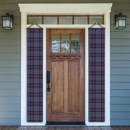 ScotsTee Shop Scottish Cochrane Azure Tartan Front Porch Sign Set, Hanging Banner Set