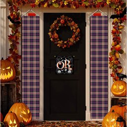ScotsTee Shop Scottish Carnegie Tartan Front Porch Sign Set, Hanging Banner Set