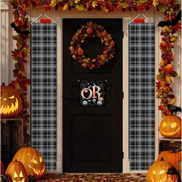 ScotsTee Shop Scottish Drummond Grey Clans Originaux Tartan Front Porch Sign Set, Hanging Banner Set