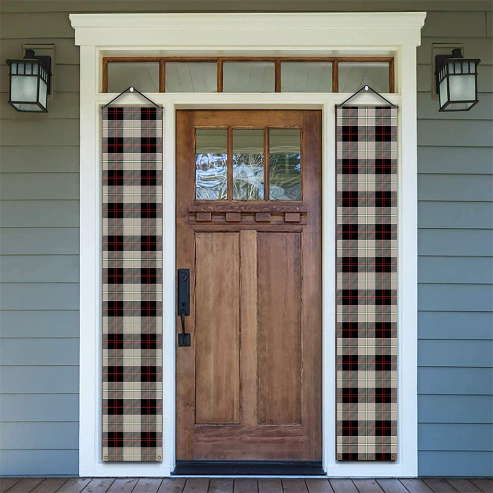 ScotsTee Shop Scottish Dunlop Hunting Modern Tartan Front Porch Sign Set, Hanging Banner Set