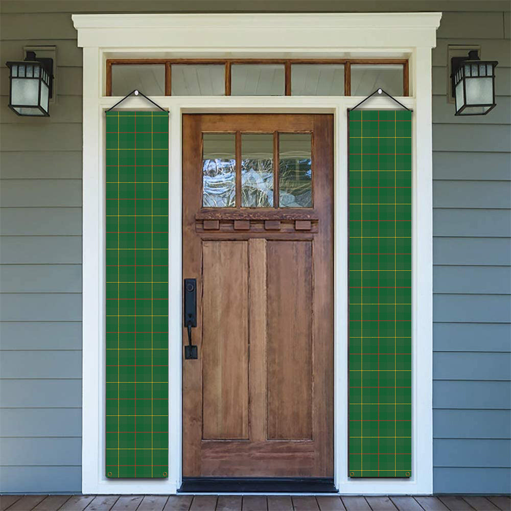ScotsTee Shop Scottish Galloway Green Ancient Tartan Front Porch Sign Set, Hanging Banner Set