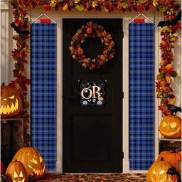 ScotsTee Shop Scottish Fleming Modern Tartan Front Porch Sign Set, Hanging Banner Set