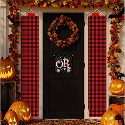 ScotsTee Shop Scottish Ettrick District Tartan Front Porch Sign Set, Hanging Banner Set