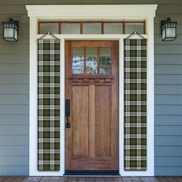 ScotsTee Shop Scottish Gillies Dress Green Tartan Front Porch Sign Set, Hanging Banner Set