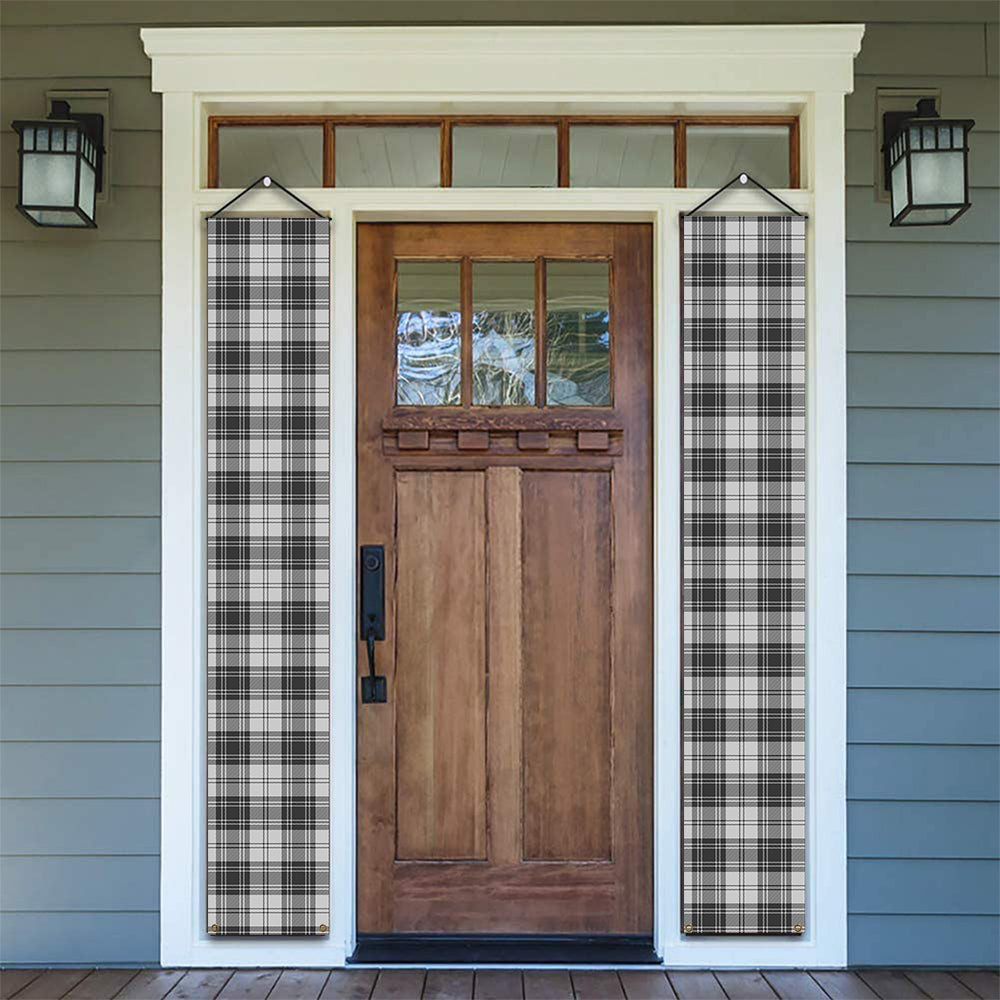 ScotsTee Shop Scottish Douglas Grey Modern Tartan Front Porch Sign Set, Hanging Banner Set