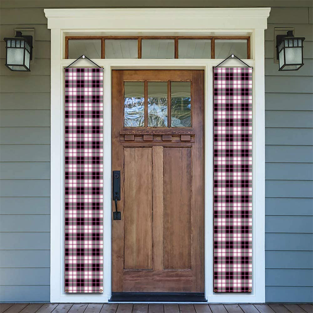 ScotsTee Shop Scottish MacPherson Hunting Modern Tartan Front Porch Sign Set, Hanging Banner Set