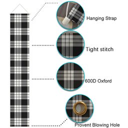 ScotsTee Shop Scottish MacFarlane Black White Tartan Front Porch Sign Set, Hanging Banner Set