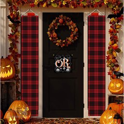 ScotsTee Shop Scottish MacLeod of Raasay Tartan Front Porch Sign Set, Hanging Banner Set
