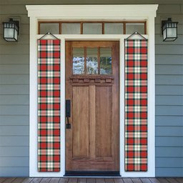 ScotsTee Shop Scottish Rose Dress Ancient Tartan Front Porch Sign Set, Hanging Banner Set