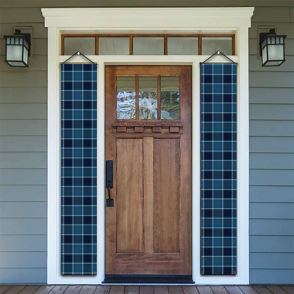ScotsTee Shop Scottish US Navy Modern Tartan Front Porch Sign Set, Hanging Banner Set