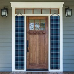 ScotsTee Shop Scottish US Navy Modern Tartan Front Porch Sign Set, Hanging Banner Set