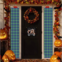 ScotsTee Shop Scottish Sutherland Ancient Tartan Front Porch Sign Set, Hanging Banner Set