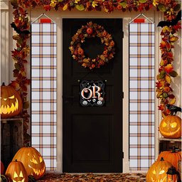 ScotsTee Shop Scottish Young Christina Modern Tartan Front Porch Sign Set, Hanging Banner Set